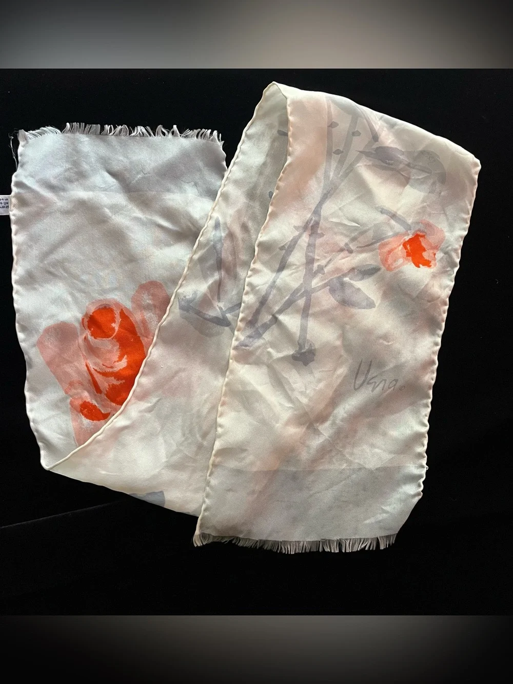 Vera Vintage White Floral Silk Scarf - Japan